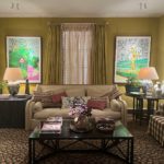 Overview of artwork lighting at Colefax and Fowler living room at WOW!house 2024
