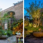 From day to dusk, garden lighting at Randle Siddeley's London garden