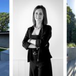 Eu design director Sabrina Fiorina along with the exterior of the contemporary villa overlooking lake geneva. switzerland