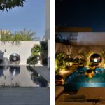 Before and after of renovation of swimming pool lighting