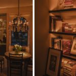 living room lighting scheme and lighting to book shelves